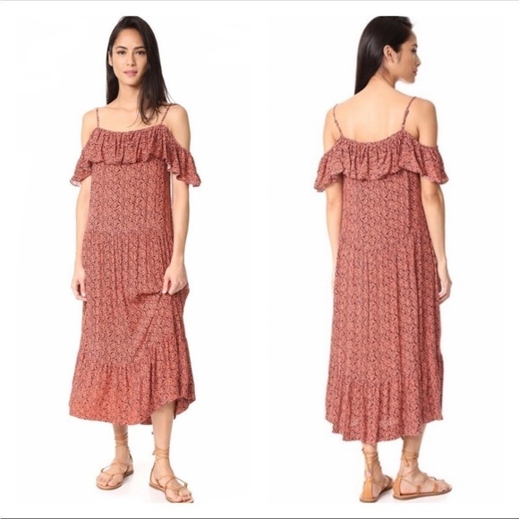 Rebecca Minkoff Lapaz cold Shoulder Floral Midi Dress Size 8 - Picture 1 of 9